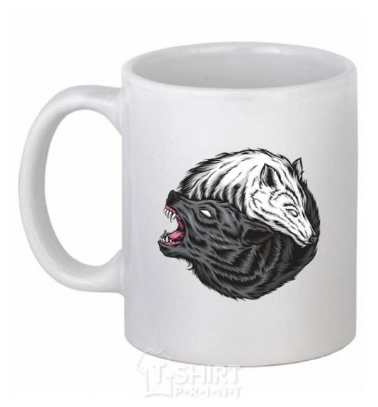 Ceramic mug Two wolves White фото