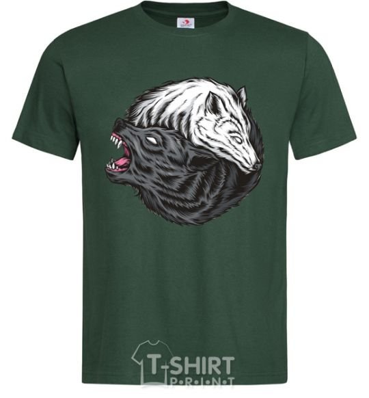 Men's T-Shirt Two wolves bottle-green фото