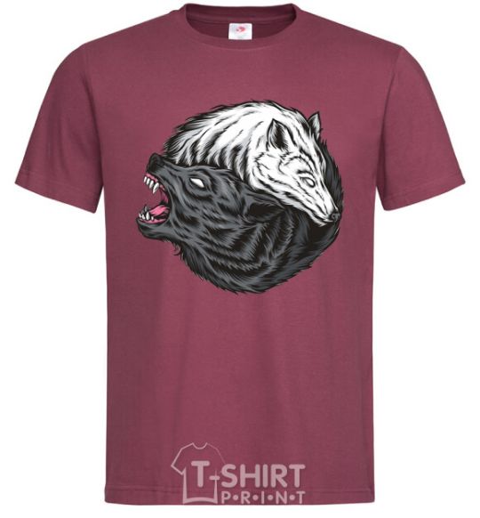 Men's T-Shirt Two wolves burgundy фото