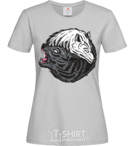 Women's T-shirt Two wolves grey фото