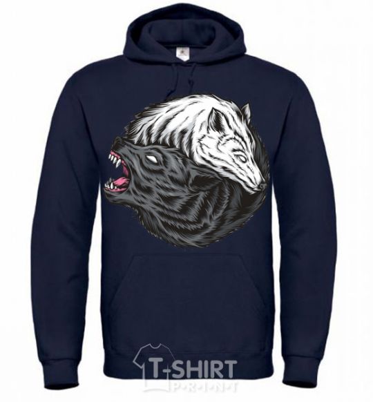 Men`s hoodie Two wolves navy-blue фото