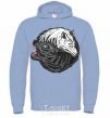 Men`s hoodie Two wolves sky-blue фото