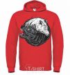 Men`s hoodie Two wolves bright-red фото