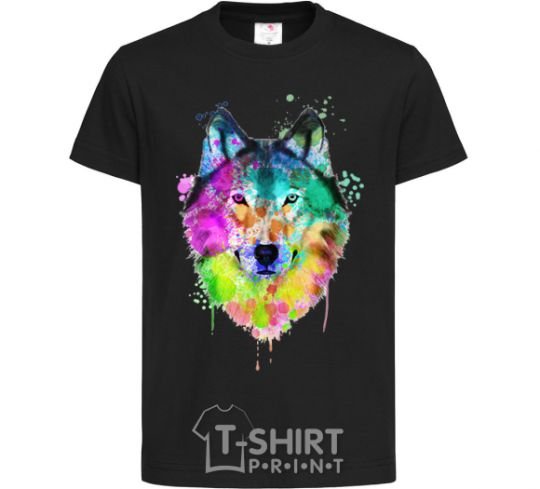 Kids T-shirt Wolf splashes black фото