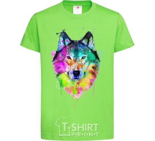 Kids T-shirt Wolf splashes orchid-green фото
