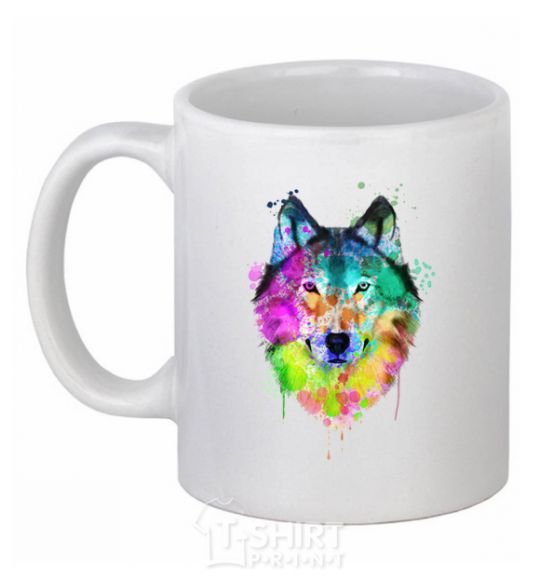 Ceramic mug Wolf splashes White фото