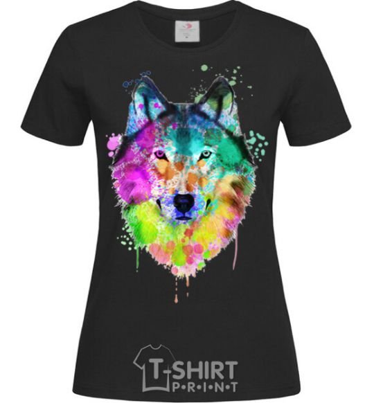 Женская футболка Wolf splashes Черный фото