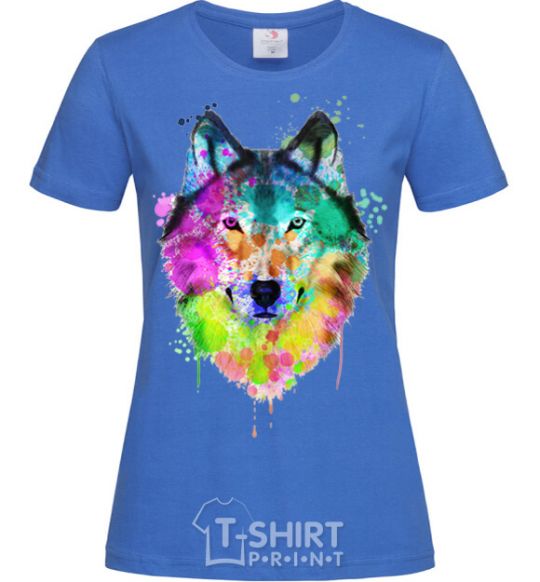 Женская футболка Wolf splashes Ярко-синий фото