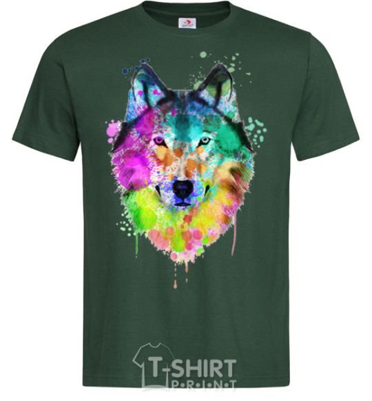 Men's T-Shirt Wolf splashes bottle-green фото