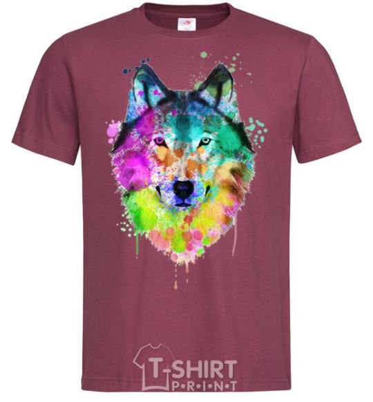 Men's T-Shirt Wolf splashes burgundy фото