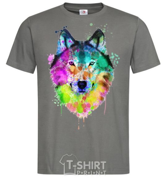 Men's T-Shirt Wolf splashes dark-grey фото