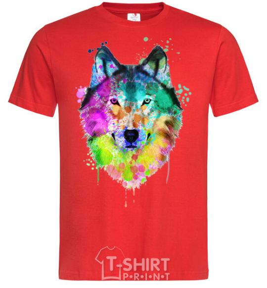 Men's T-Shirt Wolf splashes red фото