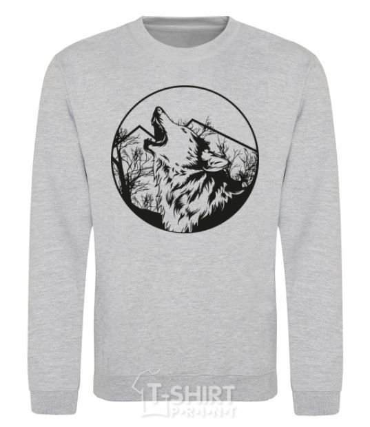 Sweatshirt A wolf in a circle sport-grey фото