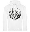 Men`s hoodie A wolf in a circle White фото