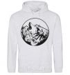 Men`s hoodie A wolf in a circle sport-grey фото