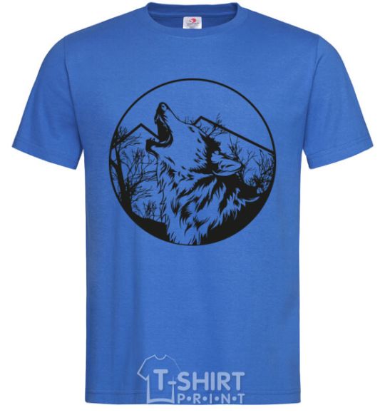 Мужская футболка Волк в кругу Ярко-синий фото