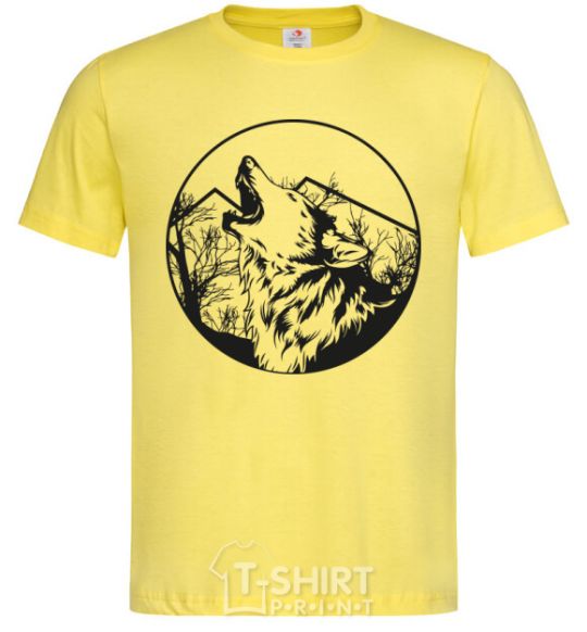 Мужская футболка Волк в кругу Лимонный фото