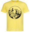 Мужская футболка Волк в кругу Лимонный фото
