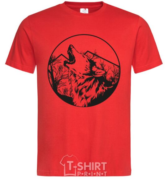 Мужская футболка Волк в кругу Красный фото