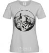 Women's T-shirt A wolf in a circle grey фото