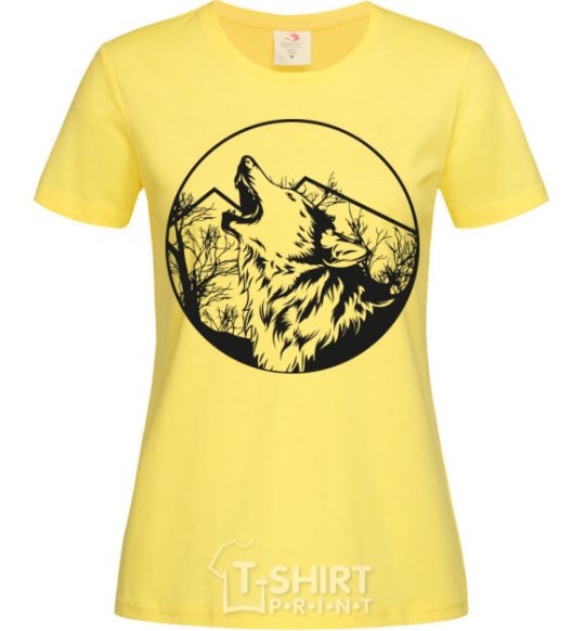 Women's T-shirt A wolf in a circle cornsilk фото