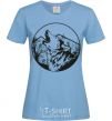 Women's T-shirt A wolf in a circle sky-blue фото