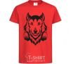 Kids T-shirt A wolf in headphones red фото