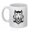 Ceramic mug A wolf in headphones White фото