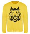 Sweatshirt A wolf in headphones yellow фото