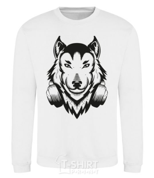 Sweatshirt A wolf in headphones White фото