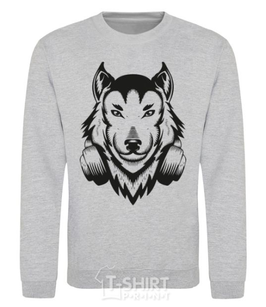 Sweatshirt A wolf in headphones sport-grey фото