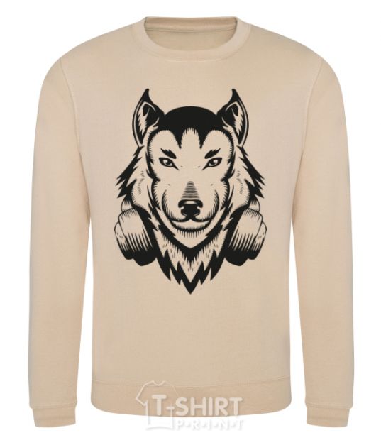 Sweatshirt A wolf in headphones sand фото