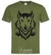 Men's T-Shirt A wolf in headphones millennial-khaki фото