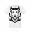 Men's T-Shirt A wolf in headphones White фото