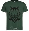 Men's T-Shirt A wolf in headphones bottle-green фото