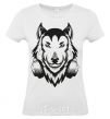 Women's T-shirt A wolf in headphones White фото