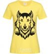 Women's T-shirt A wolf in headphones cornsilk фото