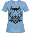 Women's T-shirt A wolf in headphones sky-blue фото