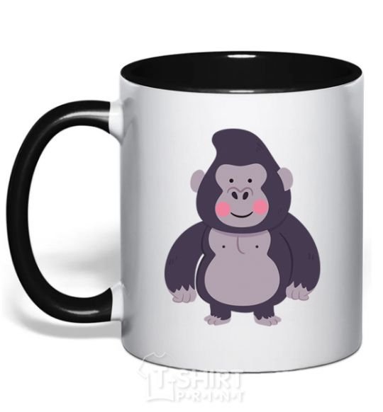 Mug with a colored handle Good gorilla black фото
