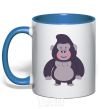 Mug with a colored handle Good gorilla royal-blue фото