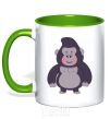 Mug with a colored handle Good gorilla kelly-green фото