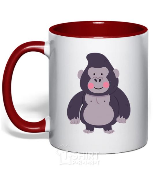 Mug with a colored handle Good gorilla red фото