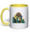 Mug with a colored handle A multi-colored gorilla yellow фото