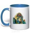 Mug with a colored handle A multi-colored gorilla royal-blue фото