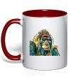 Чашка с цветной ручкой Разноцветная горилла Красный фото