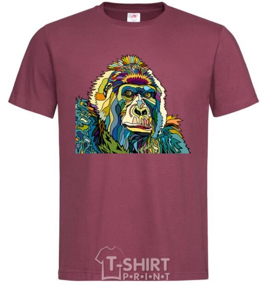Men's T-Shirt A multi-colored gorilla burgundy фото