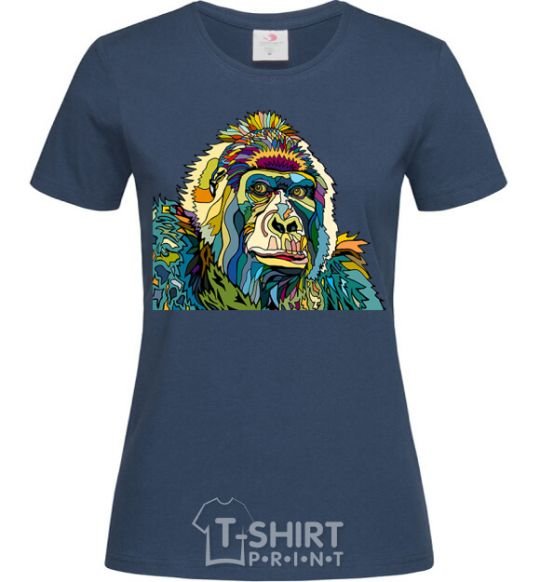 Women's T-shirt A multi-colored gorilla navy-blue фото