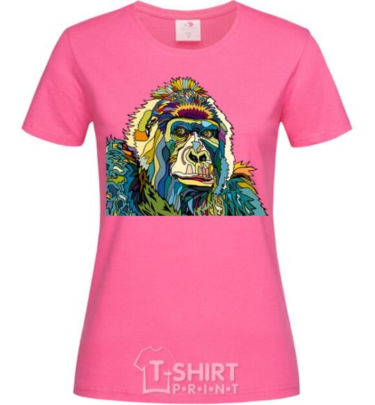 Женская футболка Разноцветная горилла Ярко-розовый фото