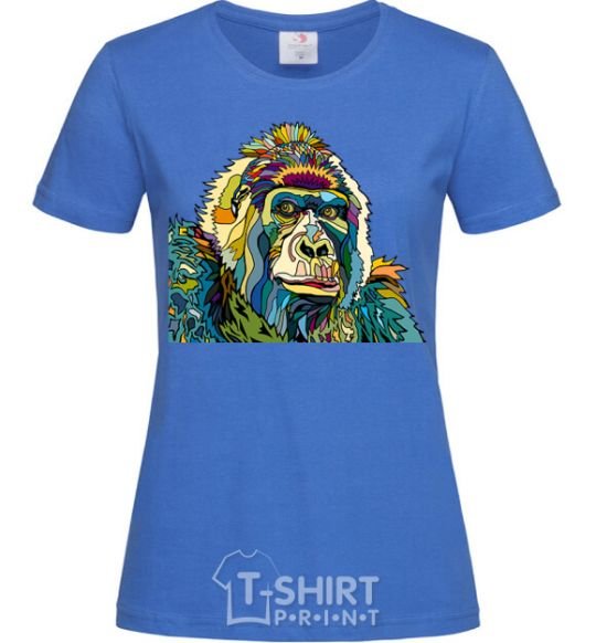 Женская футболка Разноцветная горилла Ярко-синий фото
