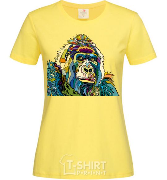 Женская футболка Разноцветная горилла Лимонный фото